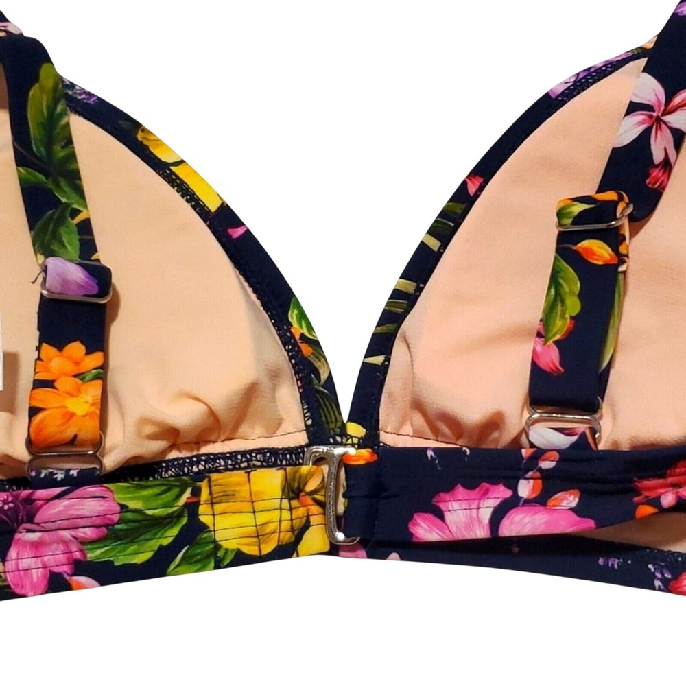 Kona Sol Floral Bikini Top Padded Swimsuit Top Tropical Print New - Picture 4 of 6